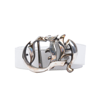 CHROME HEARTS CH LOGO BELT WHITE STRAP