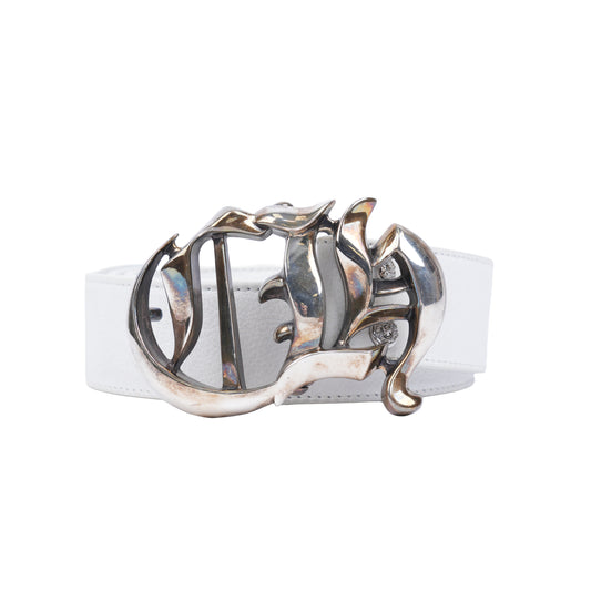 CHROME HEARTS CH LOGO BELT WHITE STRAP