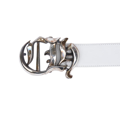 CHROME HEARTS CH LOGO BELT WHITE STRAP