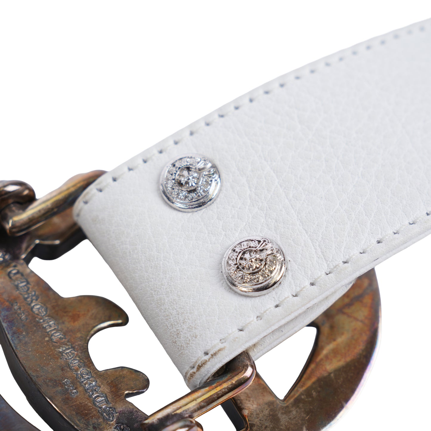 CHROME HEARTS CH LOGO BELT WHITE STRAP