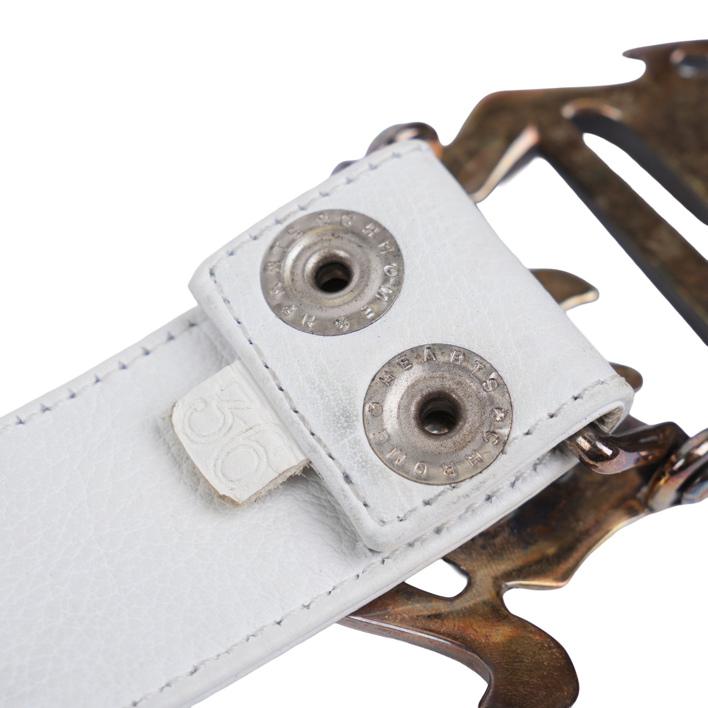 CHROME HEARTS CH LOGO BELT WHITE STRAP