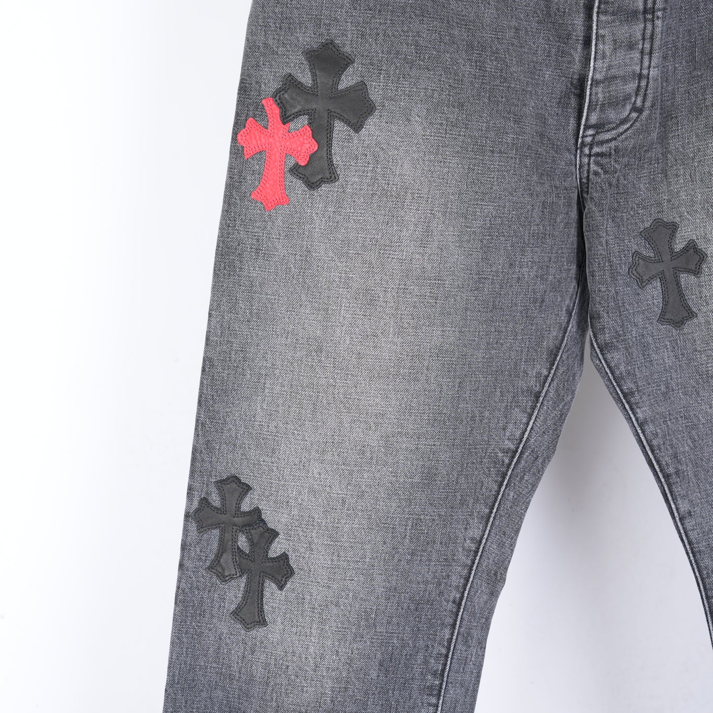 CHROME HEARTS DRAKE CLB RED/BLACK PATCH DENIM