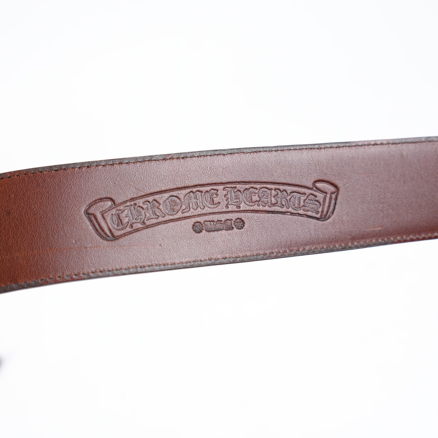 CHROME HEARTS BROWN LEATHER STRAP SZ 38