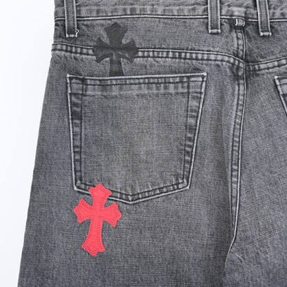 CHROME HEARTS DRAKE CLB RED/BLACK PATCH DENIM