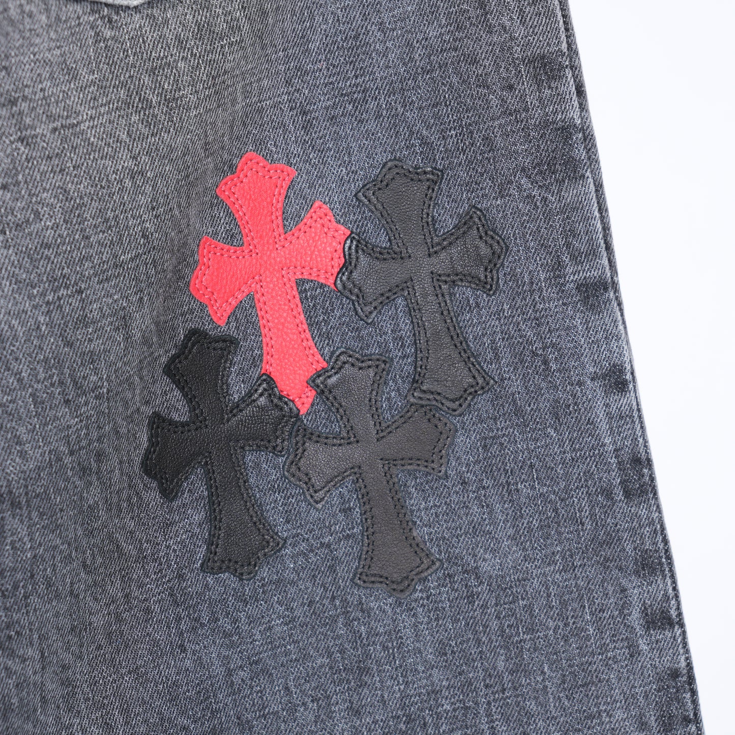 CHROME HEARTS DRAKE CLB RED/BLACK PATCH DENIM