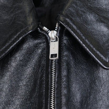 ERD MIDNIGHT OIL BLACK/RED LEATHER AVIATOR JACKET