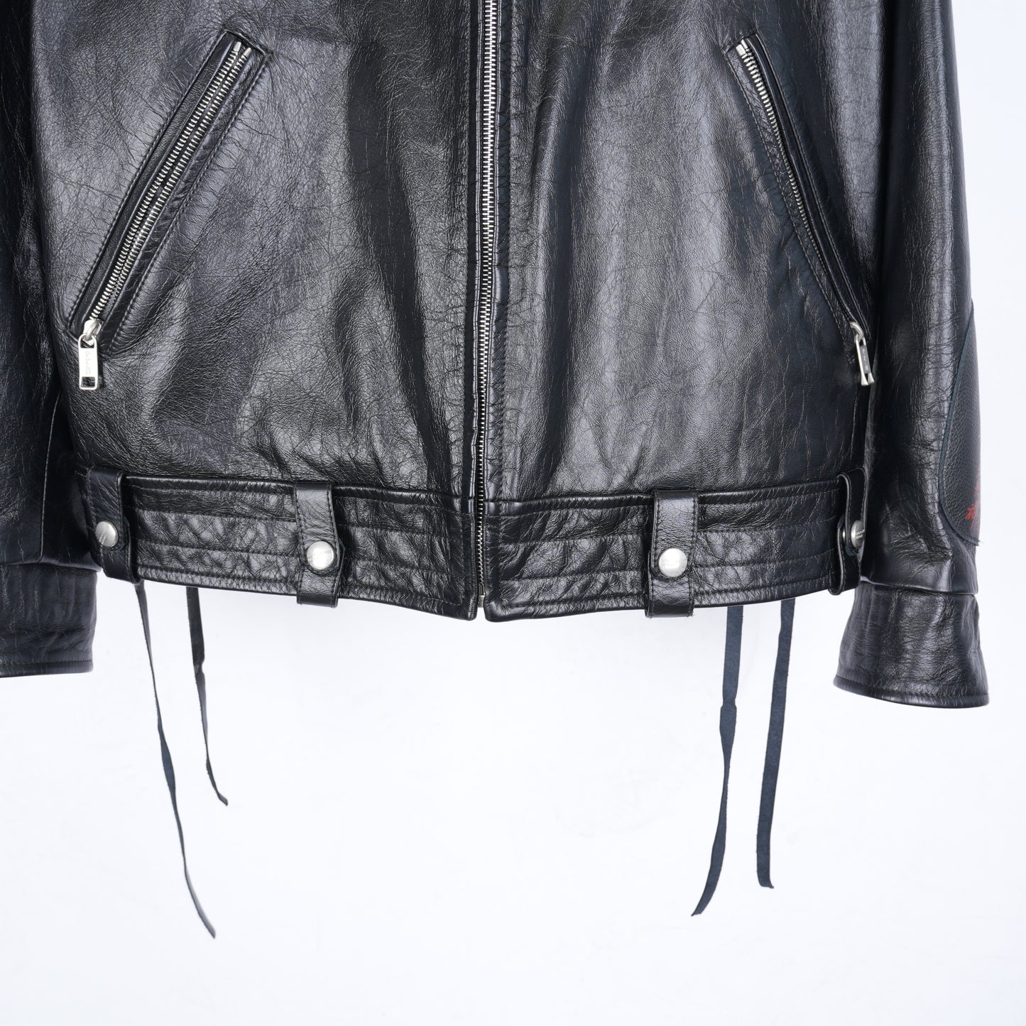 ERD MIDNIGHT OIL BLACK/RED LEATHER AVIATOR JACKET