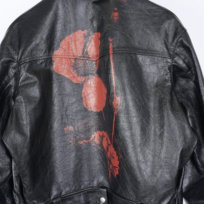 ERD MIDNIGHT OIL BLACK/RED LEATHER AVIATOR JACKET