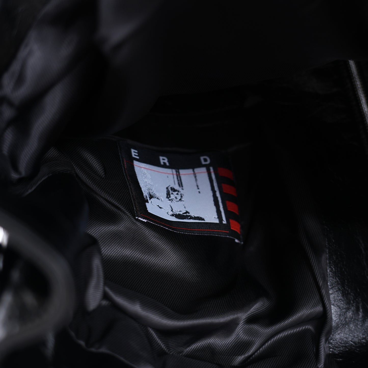 ERD MIDNIGHT OIL BLACK/RED LEATHER AVIATOR JACKET
