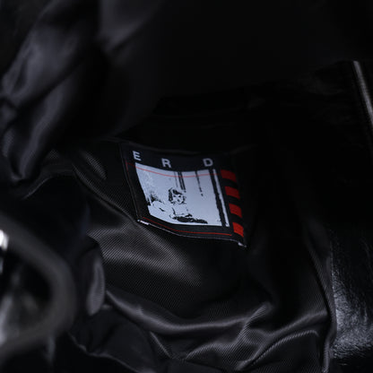 ERD MIDNIGHT OIL BLACK/RED LEATHER AVIATOR JACKET