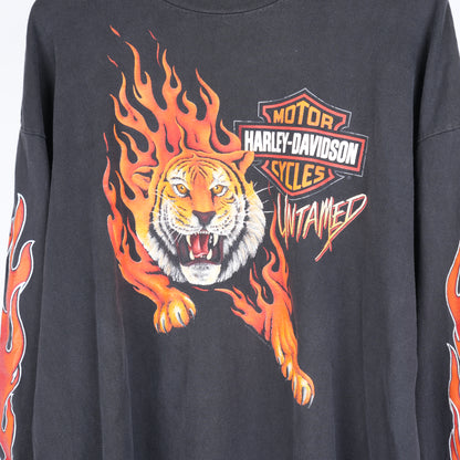 VINTAGE HARLEY DAVIDSON UNTAMED TIGER FLAME LONG SLEEVE TEE