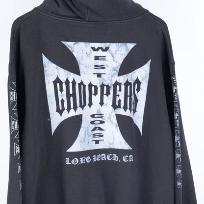 THRASHED WEST COAST CHOPPERS 90s BOOT LOGO HOODIE
