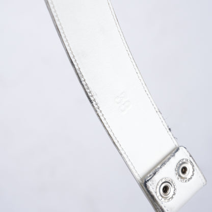 CHROME HEARTS WHITE LEATHER BELT STRAP