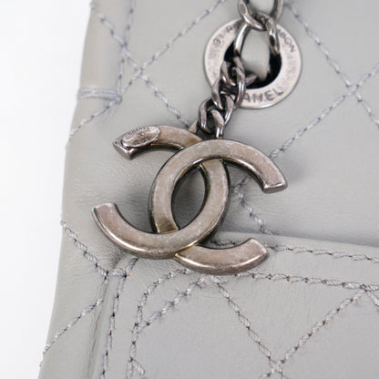 CHANEL GREY QUILTED SIDE PURSE