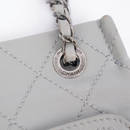 CHANEL GREY QUILTED SIDE PURSE