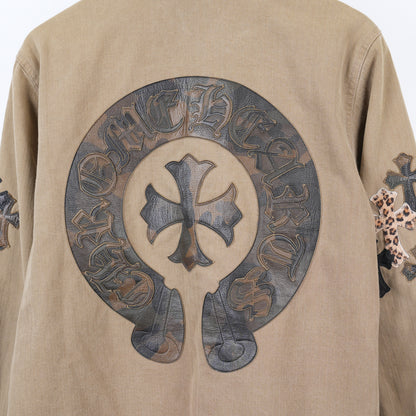 1/1 CHROME HEARTS KHAKI WORK JACKET CROSS PATCH WITH HORSESHOE
