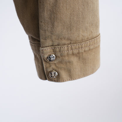 1/1 CHROME HEARTS KHAKI WORK JACKET CROSS PATCH WITH HORSESHOE