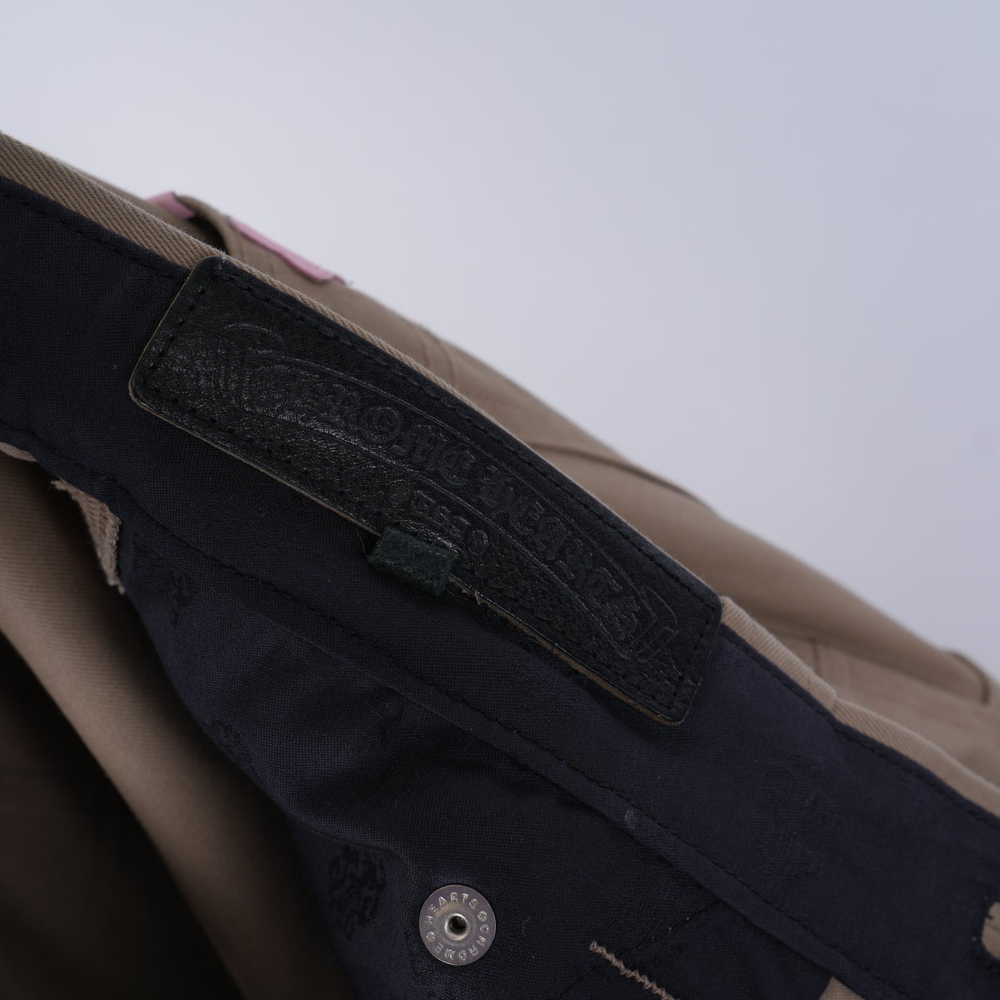 TAN/PINK CROSS PATCH CARPENTER PANTS