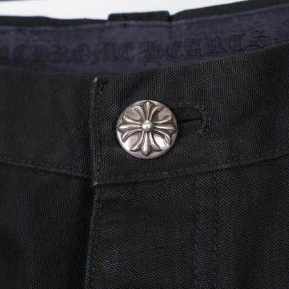 CHROME HEARTS 1/1 BLUE AND WHITE PATCH BLACK CARPENTERS PANTS