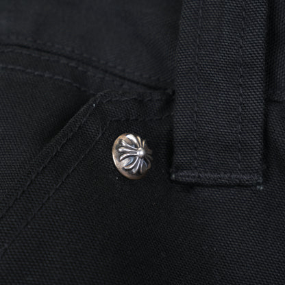 CHROME HEARTS 1/1 BLUE AND WHITE PATCH BLACK CARPENTERS PANTS
