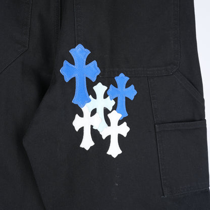 CHROME HEARTS 1/1 BLUE AND WHITE PATCH BLACK CARPENTERS PANTS