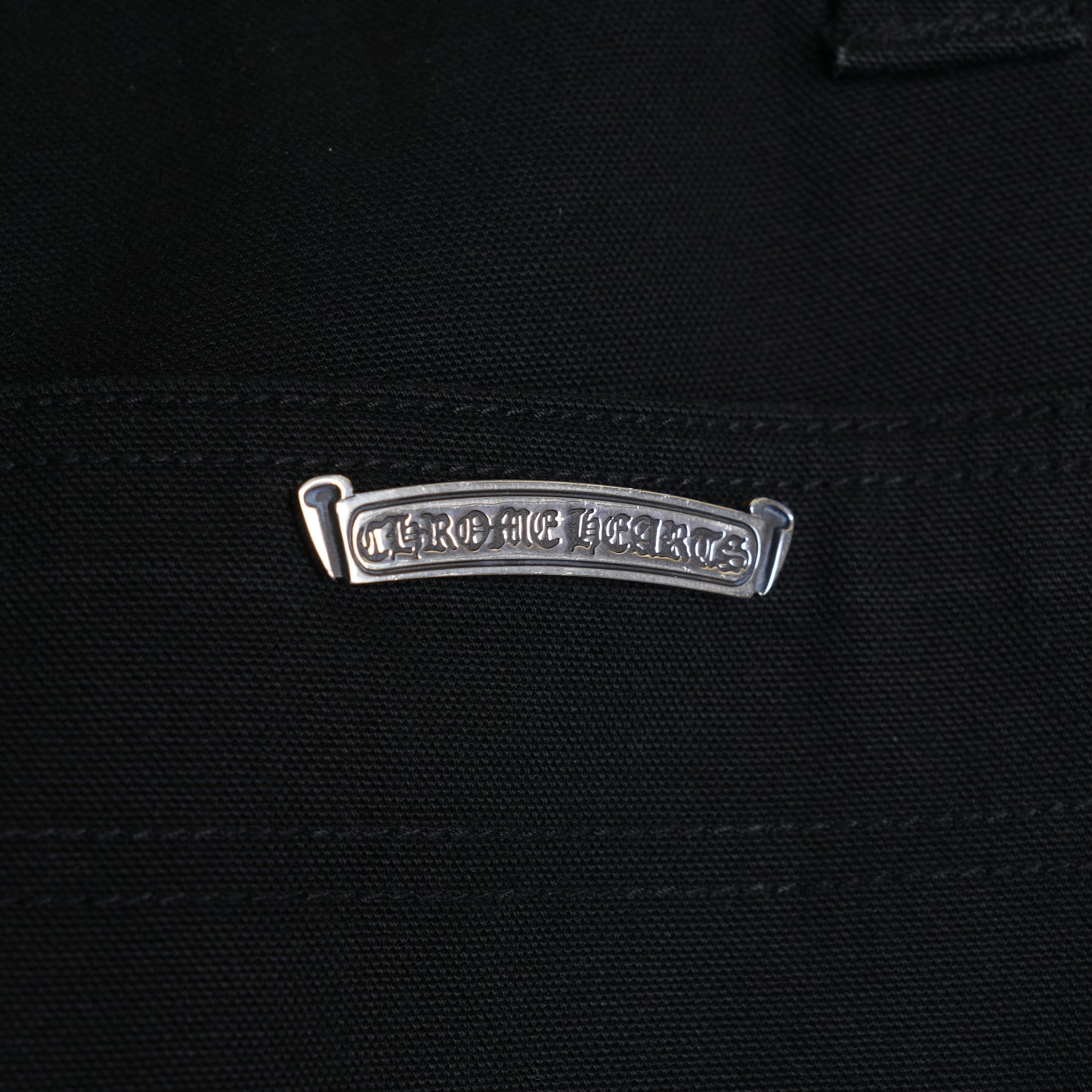 CHROME HEARTS 1/1 BLUE AND WHITE PATCH BLACK CARPENTERS PANTS