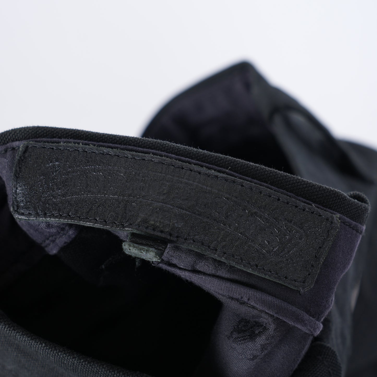 CHROME HEARTS 1/1 BLUE AND WHITE PATCH BLACK CARPENTERS PANTS