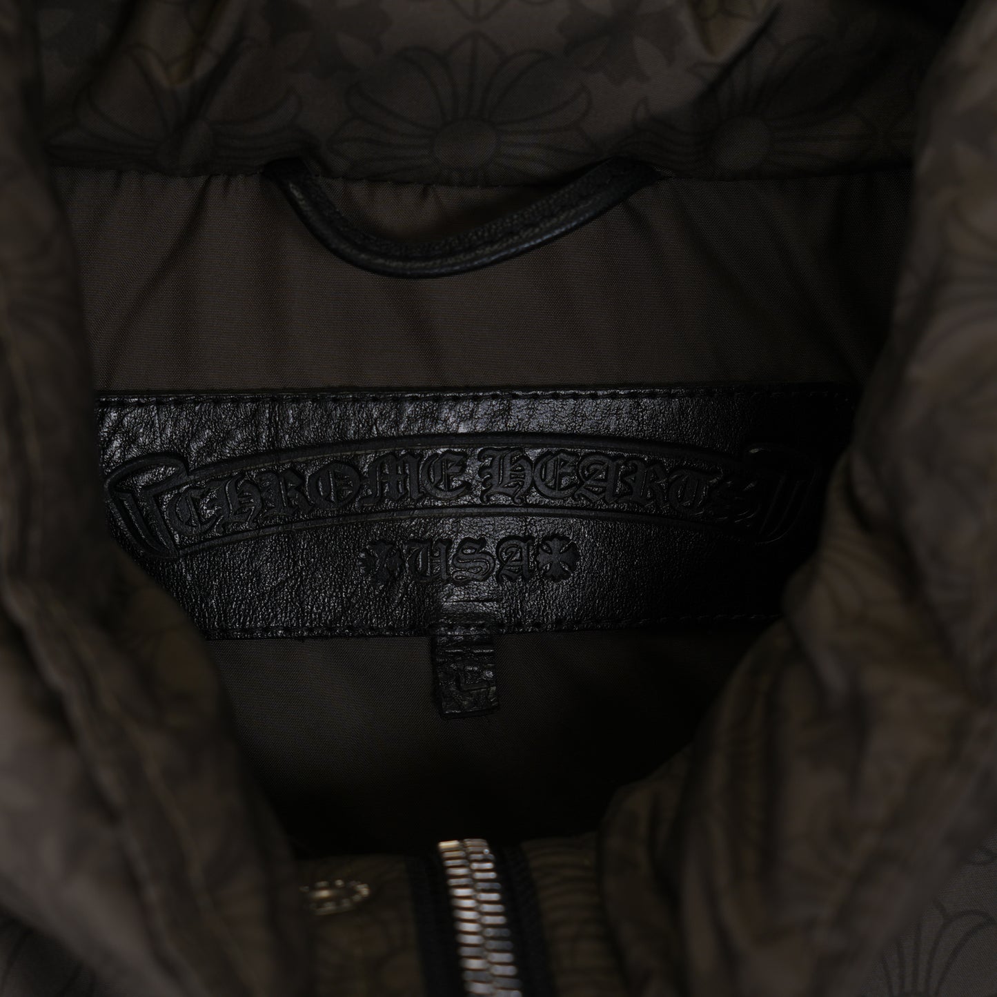 CHROME HEARTS ARMY GREEN OLIVE PLUS MONOGRAM DOWN PUFFER JACKET