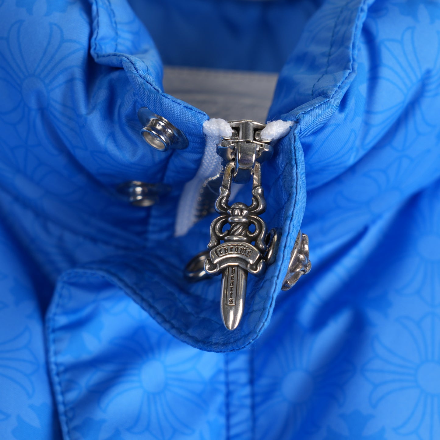 CHROME HEARTS BLUE PLUS MONOGRAM DOWN PUFFER JACKET