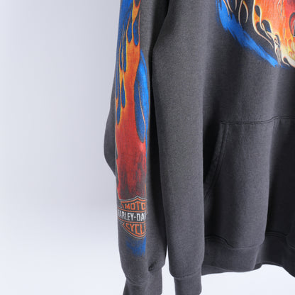 VINTAGE HARLEY-DAVIDSON FADED EAGLE LOGO FLAME HOODIE