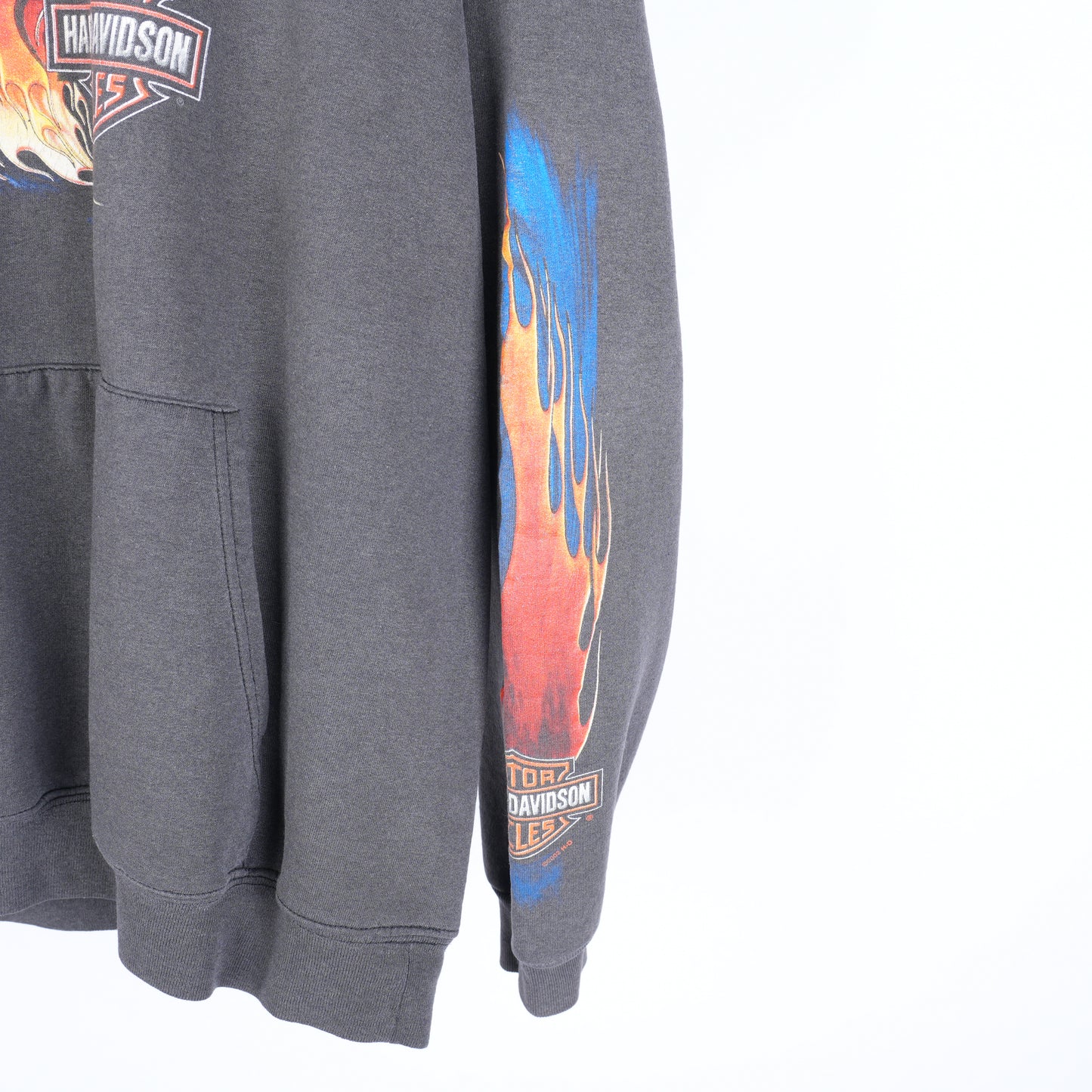 VINTAGE HARLEY-DAVIDSON FADED EAGLE LOGO FLAME HOODIE