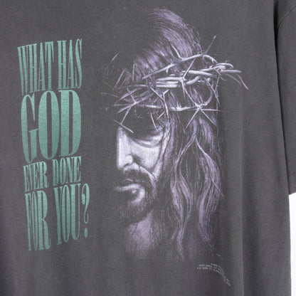 VINTAGE FADED WHAT HAS GOD DONE FOR YOU JESUS TEE