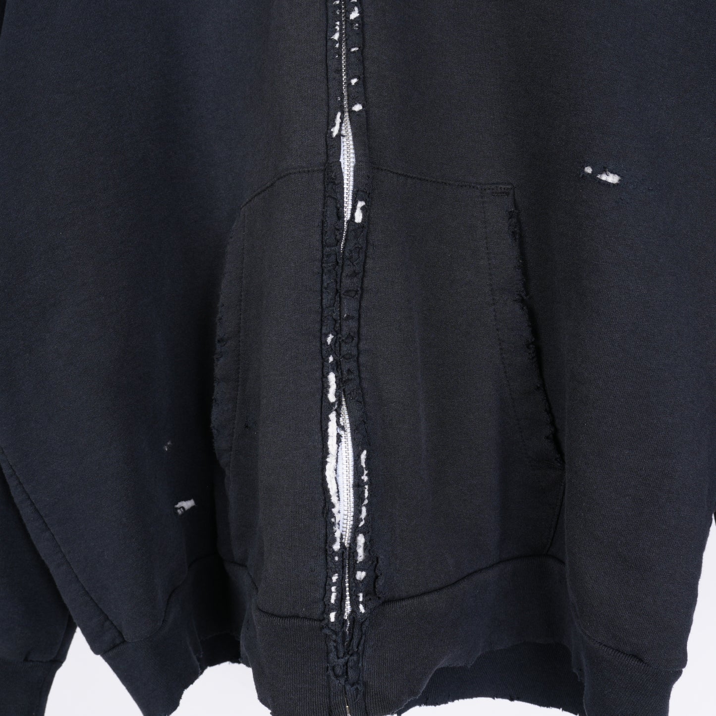 VINTAGE THRASHED BLANK THERMAL LINED ZIP UP HOODIE