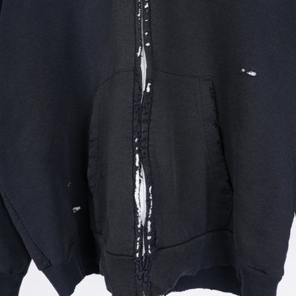 VINTAGE THRASHED BLANK THERMAL LINED ZIP UP HOODIE