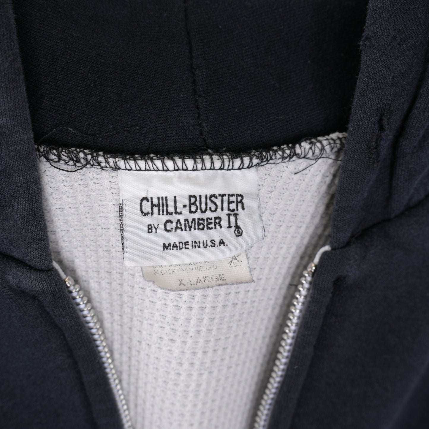 VINTAGE THRASHED BLANK THERMAL LINED ZIP UP HOODIE