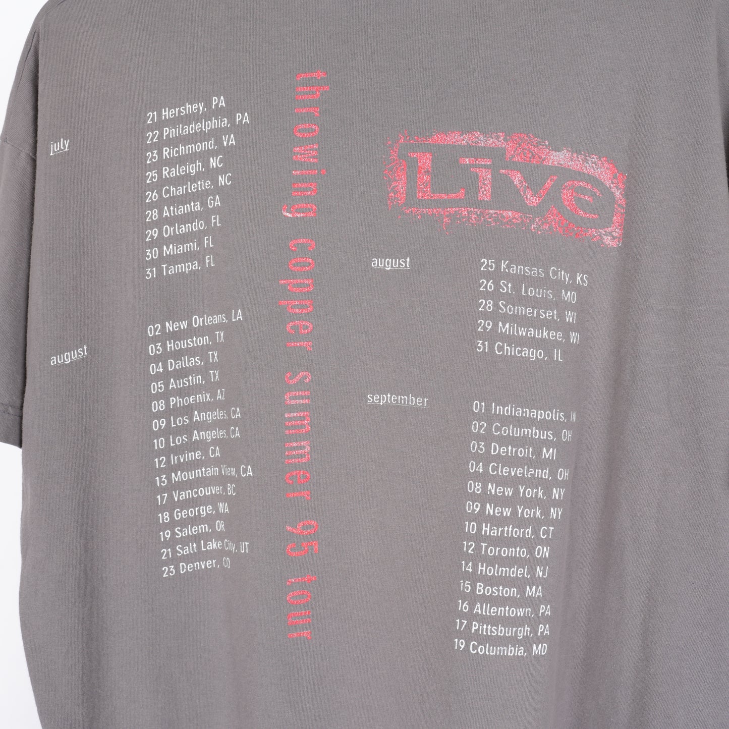 VINTAGE THROWING COPPER SUMMER 95 TOUR TEE