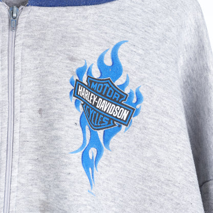 VINTAGE THRASHED HARLEY DAVIDSON BLUE FLAME HOODIE