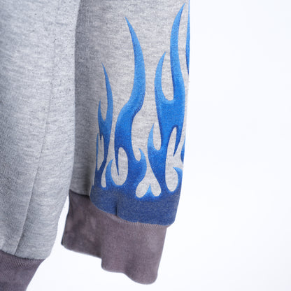 VINTAGE THRASHED HARLEY DAVIDSON BLUE FLAME HOODIE