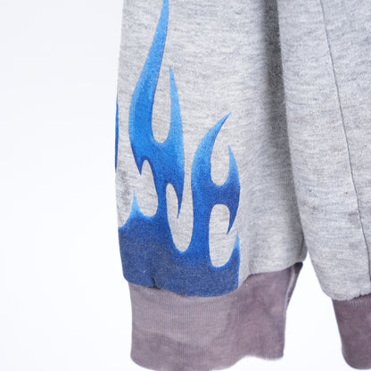 VINTAGE THRASHED HARLEY DAVIDSON BLUE FLAME HOODIE