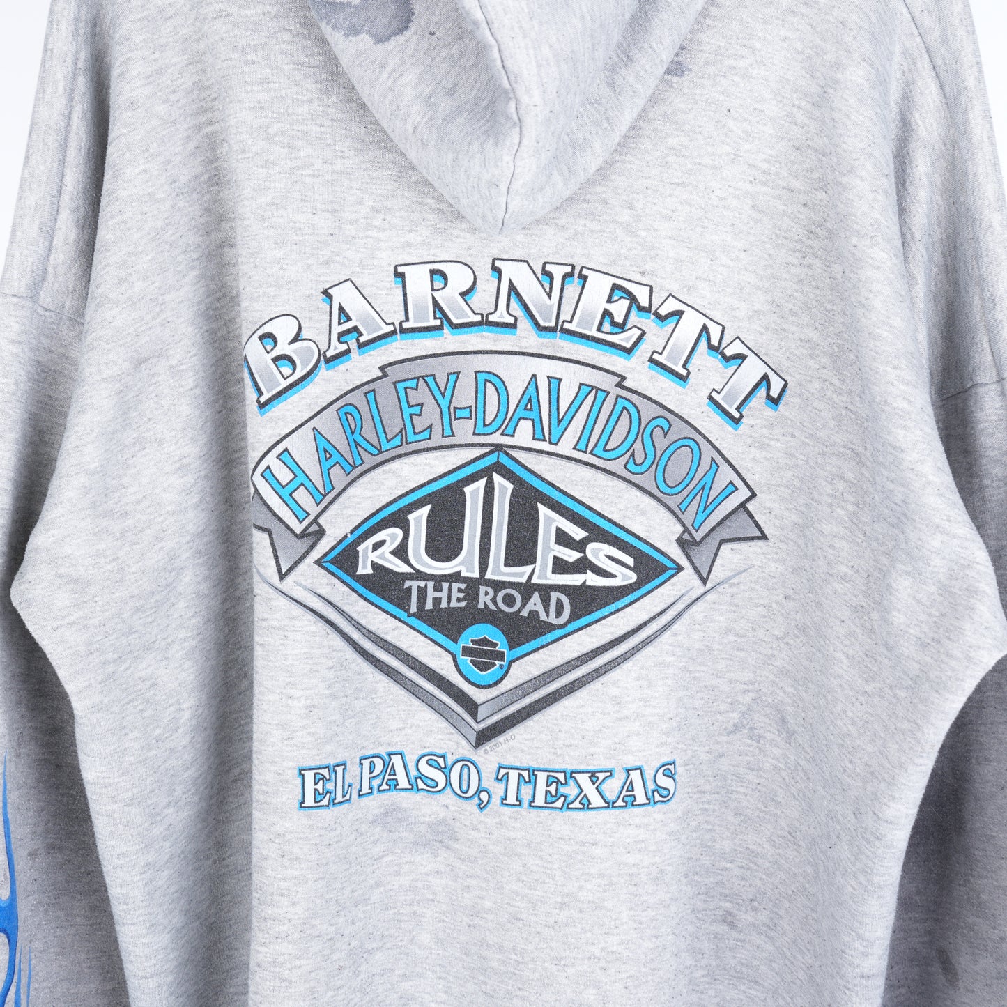 VINTAGE THRASHED HARLEY DAVIDSON BLUE FLAME HOODIE