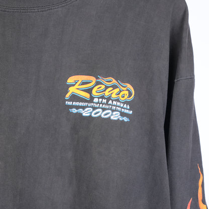 VINTAGE RENO FLAMES SKULL LONG SLEEVE TEE