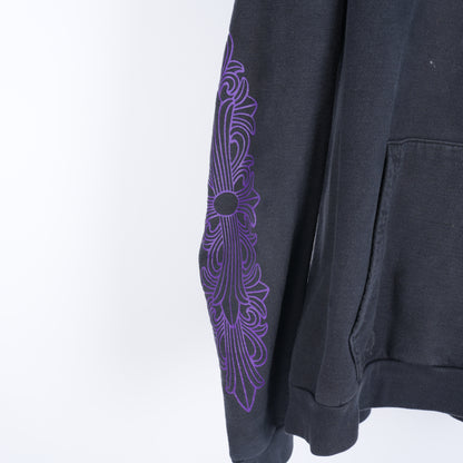 CHROME HEARTS FNF PURPLE LOGO FLEUR SLEEVE HOODIE