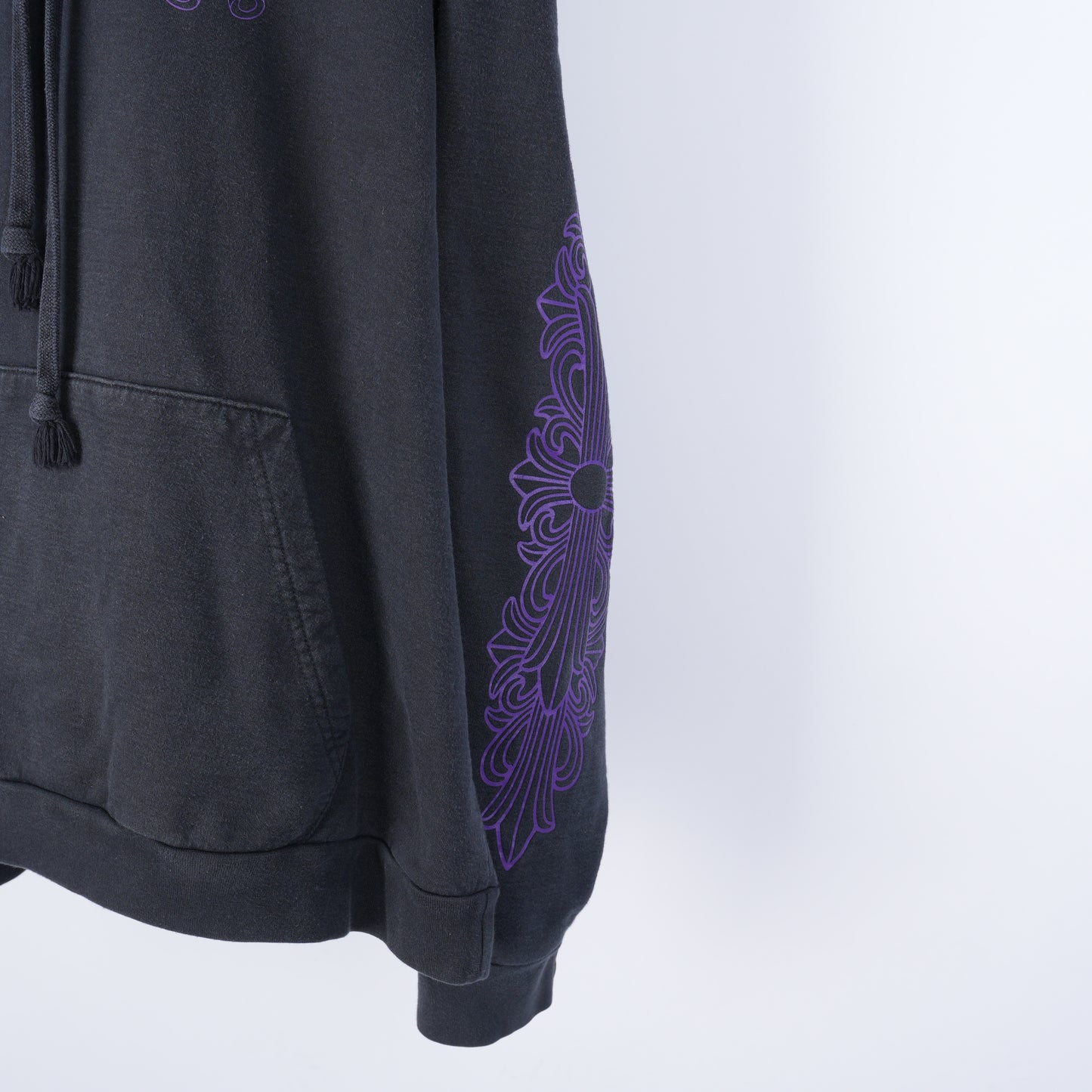 CHROME HEARTS FNF PURPLE LOGO FLEUR SLEEVE HOODIE