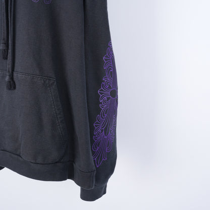 CHROME HEARTS FNF PURPLE LOGO FLEUR SLEEVE HOODIE
