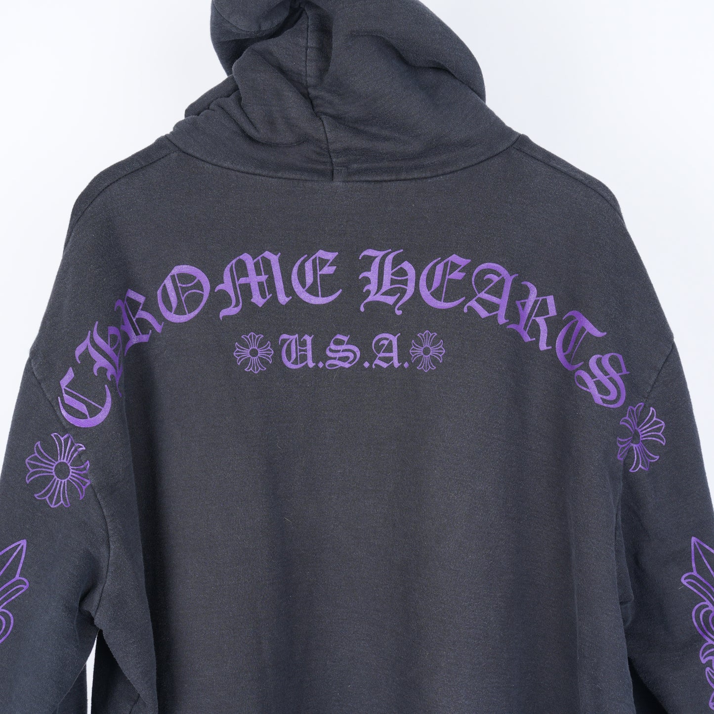 CHROME HEARTS FNF PURPLE LOGO FLEUR SLEEVE HOODIE