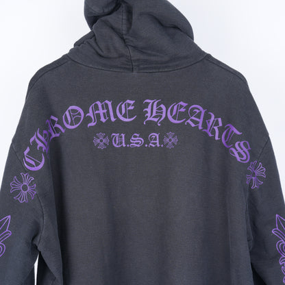 CHROME HEARTS FNF PURPLE LOGO FLEUR SLEEVE HOODIE