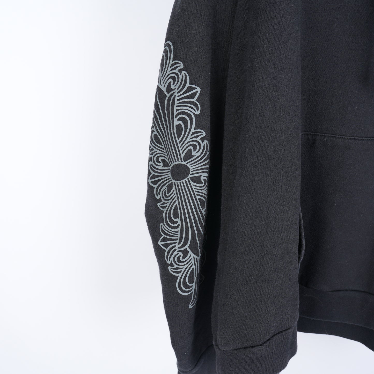 CHROME HEARTS FNF GREY LOGO FLEUR SLEEVE HOODIE