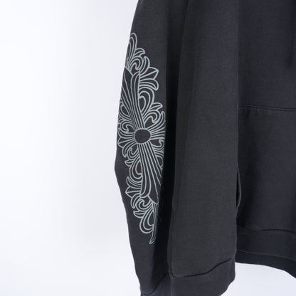 CHROME HEARTS FNF GREY LOGO FLEUR SLEEVE HOODIE