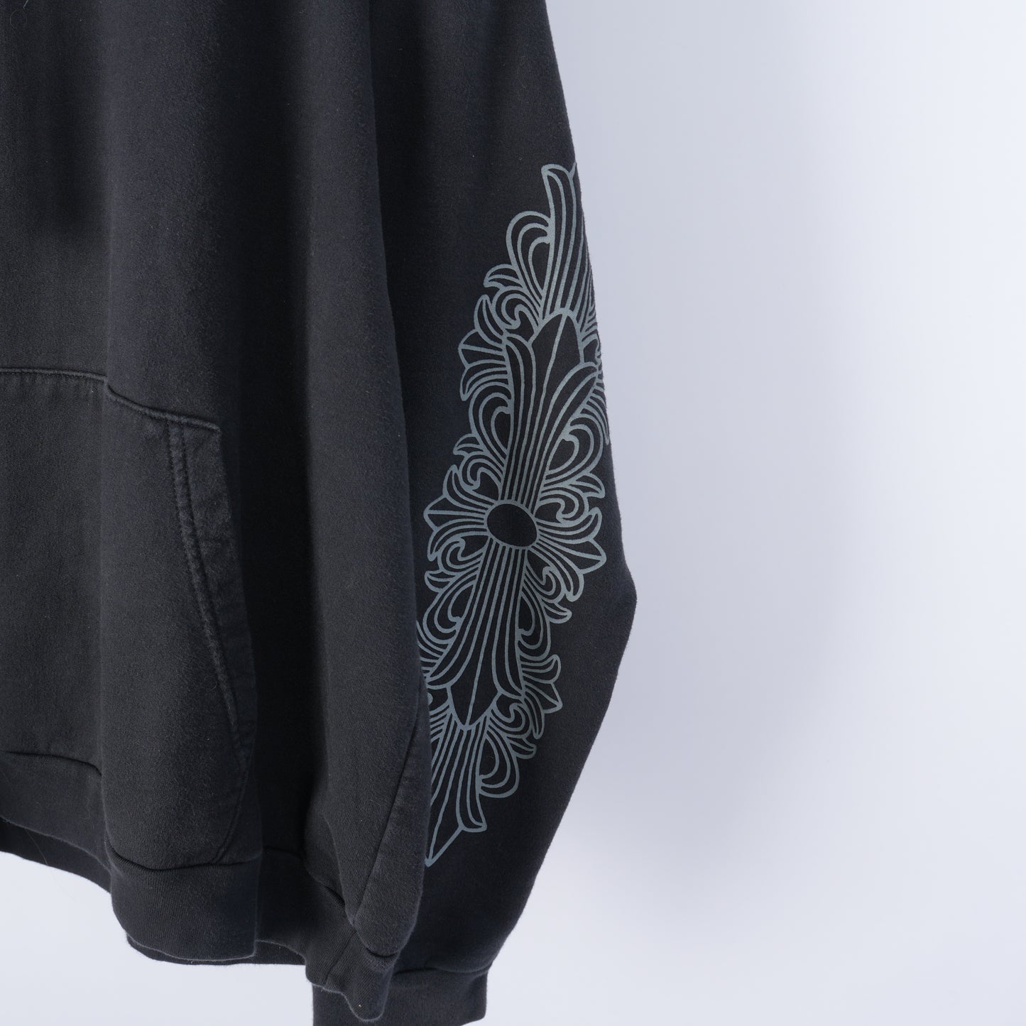 CHROME HEARTS FNF GREY LOGO FLEUR SLEEVE HOODIE