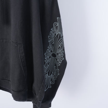 CHROME HEARTS FNF GREY LOGO FLEUR SLEEVE HOODIE